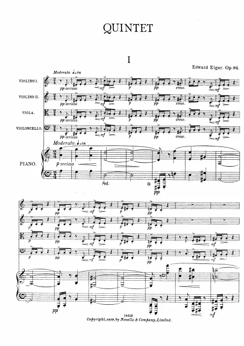 First page of Piano Quintet