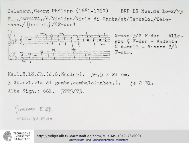 First page of Trio Sonata