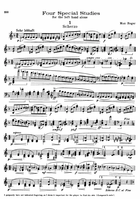 First page of 4 Special Studies for the Left Hand Alone