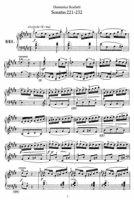 First page of Keyboard Sonata in E major