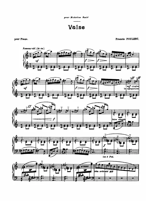 First page of 'Valse' for Album des Six