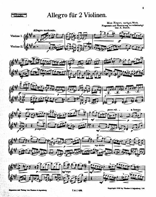 First page of Allegro in A major