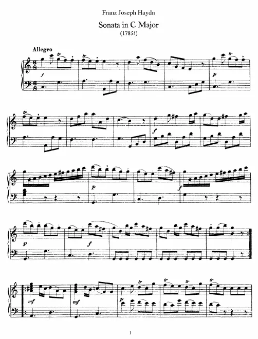 First page of Piano Sonata