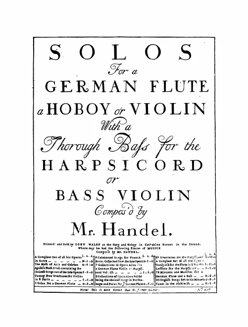 First page of Sonatas for an Accompanied Solo Instrument
