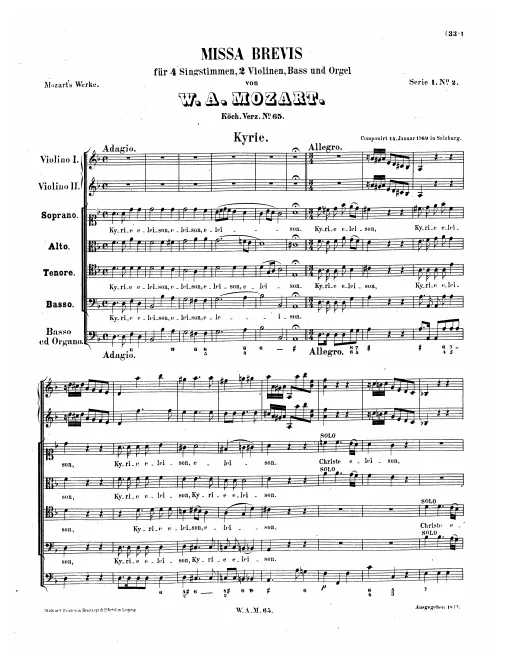 First page of Missa brevis