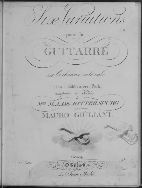First page of 6 Variations on 'I bin a Kohlbauern Bub'