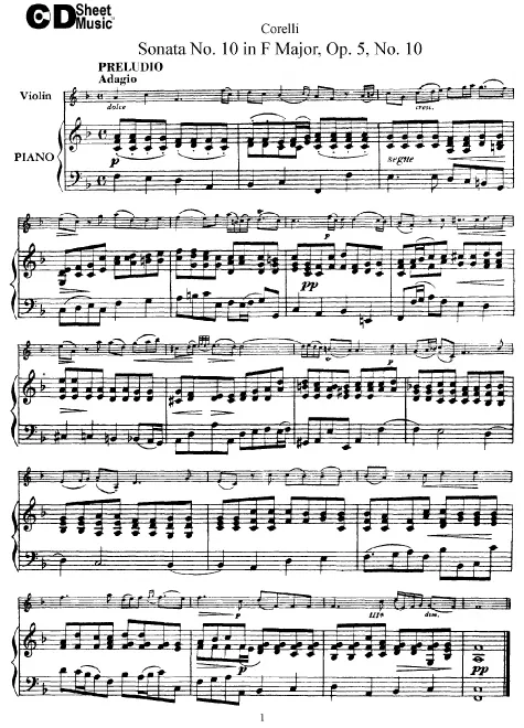 First page of Violin Sonata in F major
