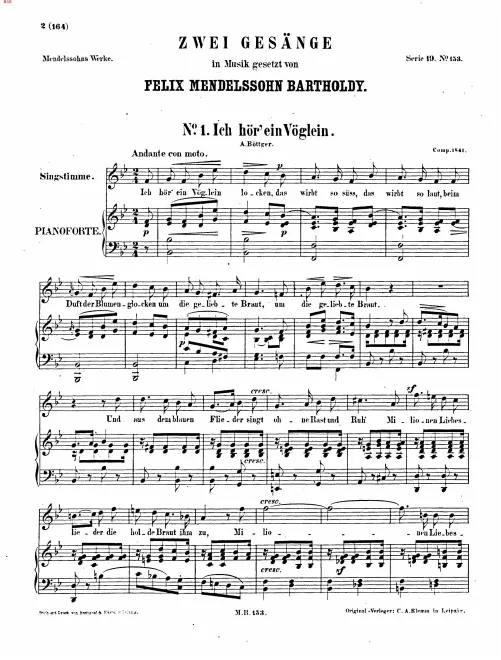 First page of 2 Songs, WoO 18