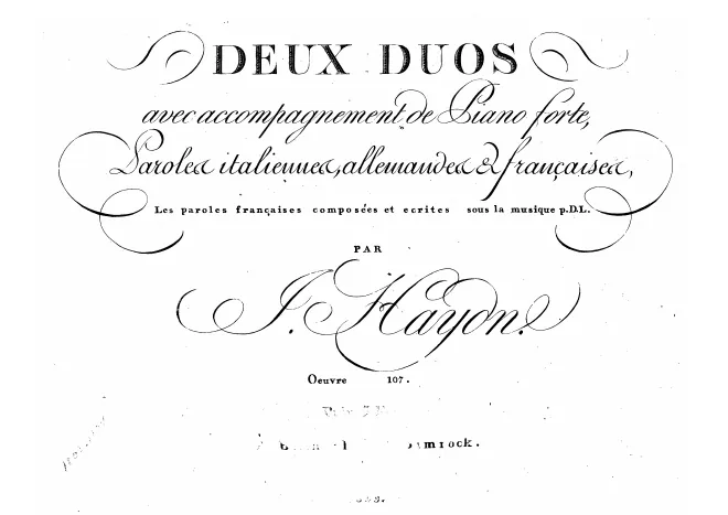 First page of 2 Duos with Piano, Hob.XXV:1-2 (Op.107)