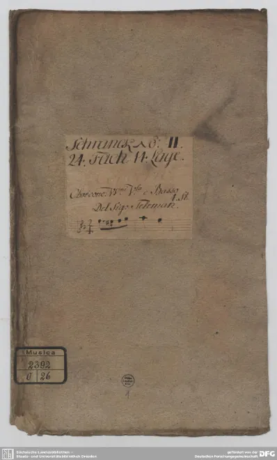 First page of Concerto in F minor for Oboe, Strings and Continuo