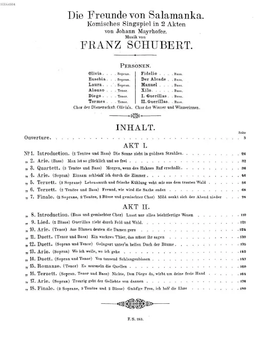 First page of Die Freunde von Salamanka