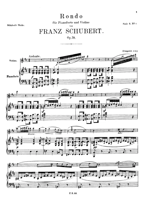 First page of Rondo in B minor for piano and violin
