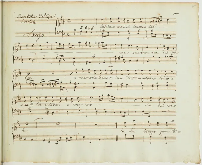 First page of Lascia omai di tormentarmi, o memoria