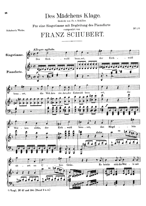 First page of Des Mädchens Klage