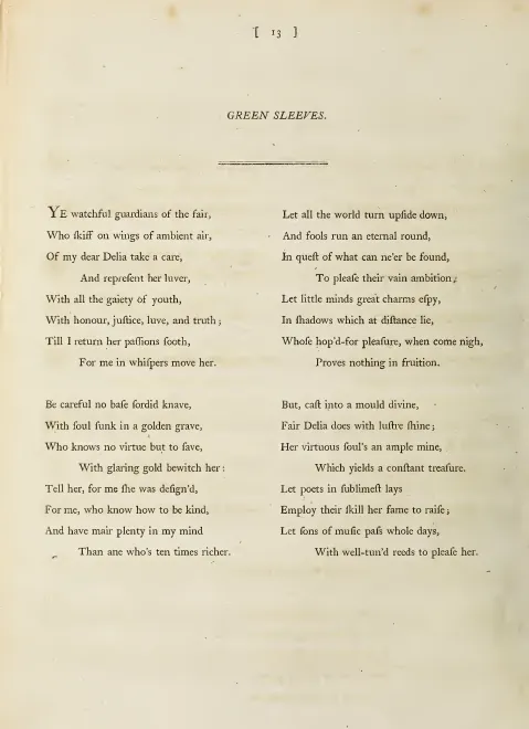 First page of Green Sleeves