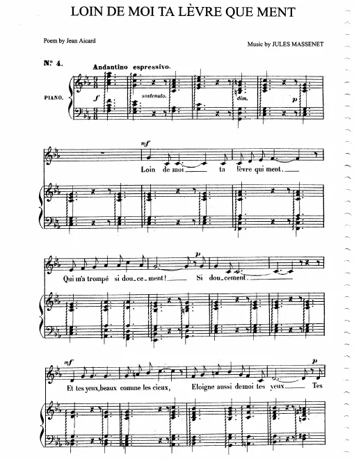 First page of Loin de moi ta lèvre qui ment