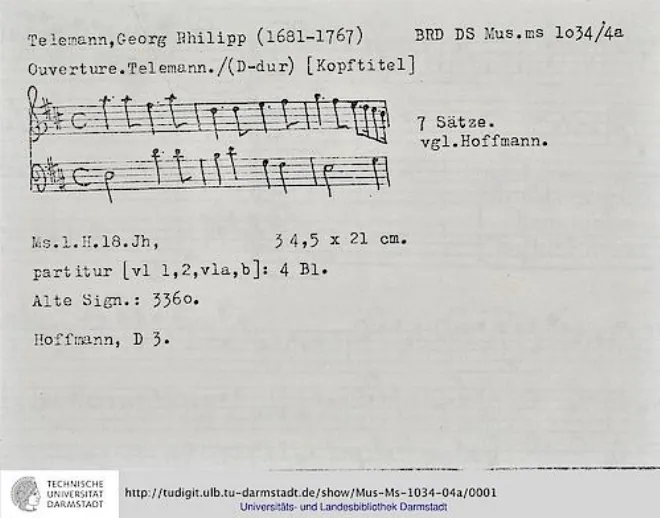 First page of Ouverture-Suite in D major