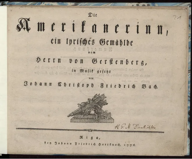 First page of Die Amerikanerinn : ein lyrisches Gemählde vom Herrn von Gerstenberg