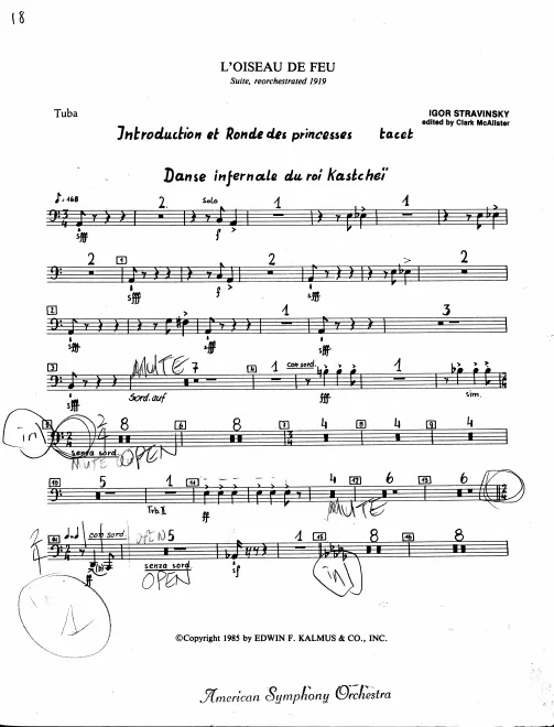 First page of The Firebird (suite)