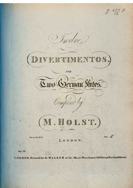 First page of 12 Divertimentos for 2 Flutes