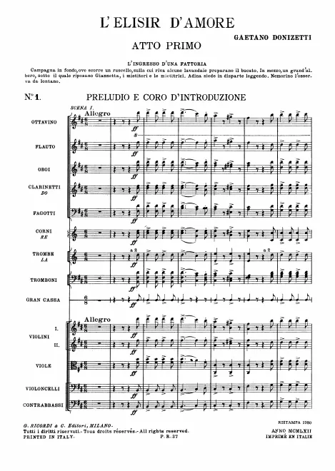 First page of L'elisir d'amore