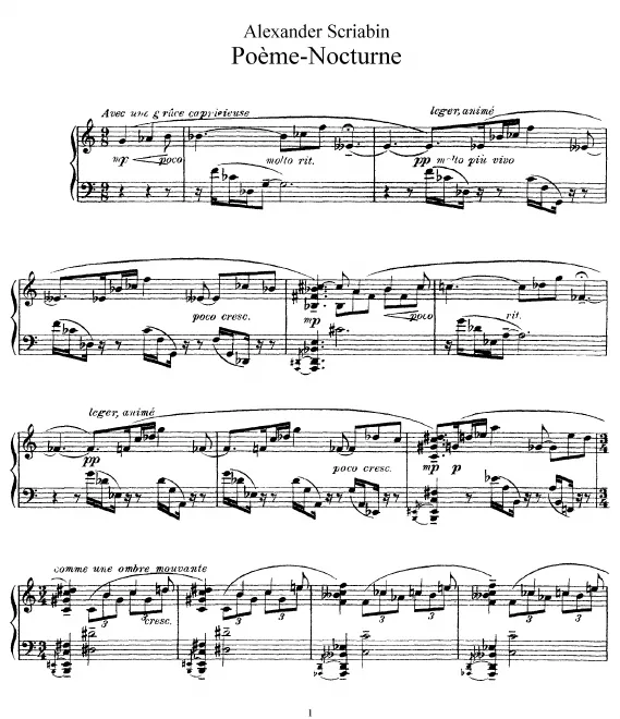 First page of Poeme-Nocturne