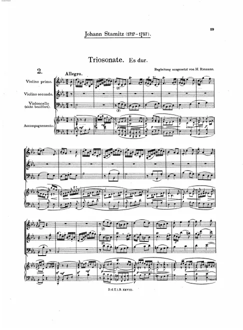 First page of Trio Sonata in E-flat major