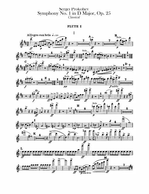 First page of Symphony No.1 'Classical Symphony'