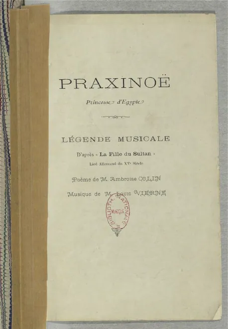 First page of Praxinoë, Princesse d'Egypte