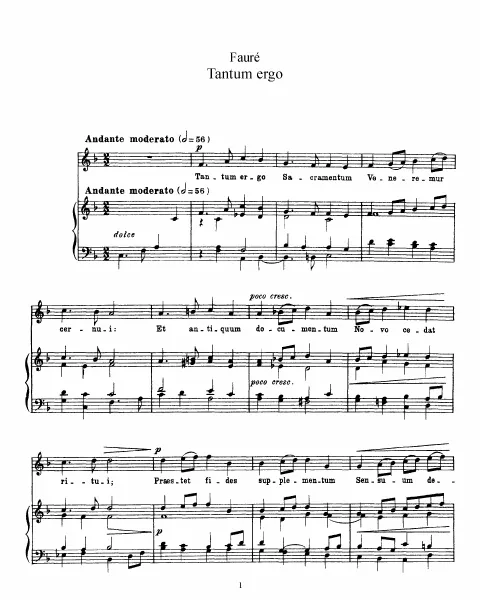 First page of Tantum ergo sacramentum