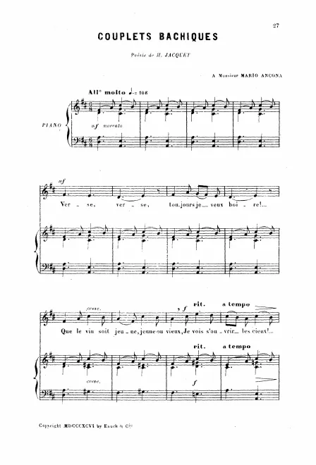 First page of Couplets bachiques
