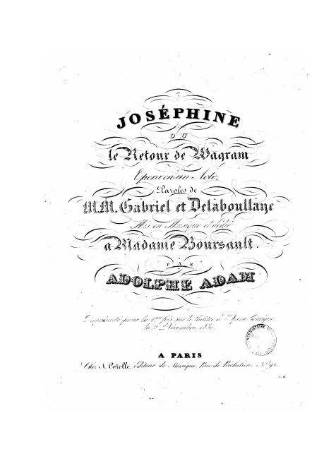 First page of Joséphine, ou Le retour de Wagram