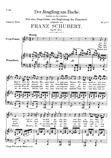 First page of Der Jüngling am Bache