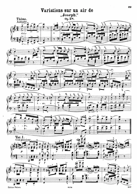 First page of Variations on "À peine au sortir"