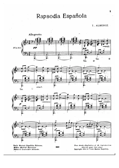 First page of Rapsodia Española