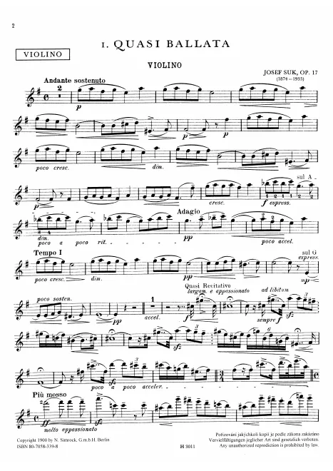 First page of 4 Pieces for Violin and Piano