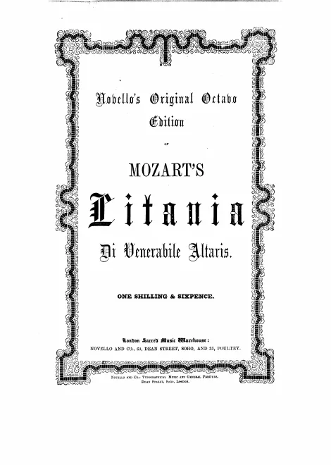 First page of Litaniae de venerabili altaris sacramento