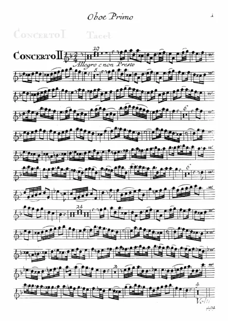 First page of Oboe Concerto in D minor