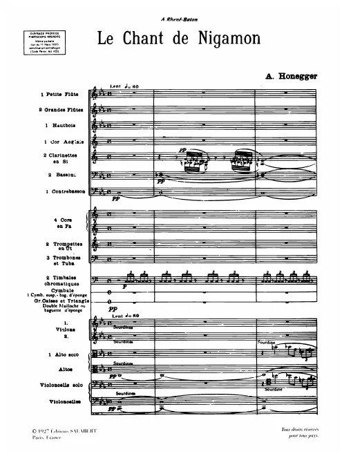 First page of Le chant de Nigamon