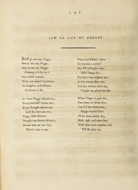 First page of Saw ye my Peggy