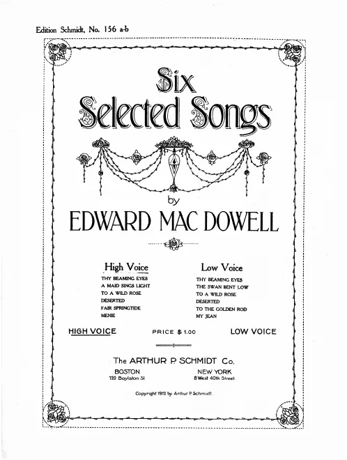 First page of Six Selected Songs: for High voice and Piano