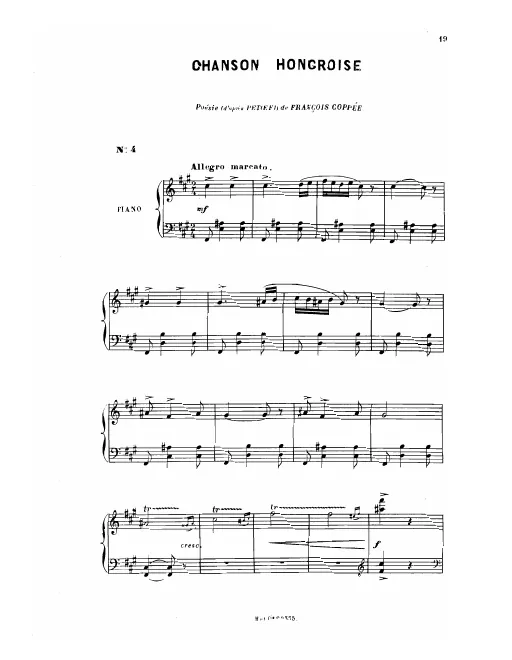 First page of Chanson hongroise
