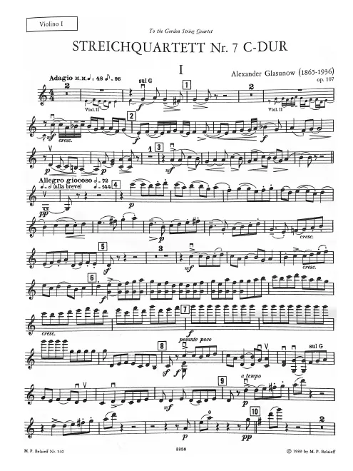First page of String Quartet No.7 ('Hommage au passé')