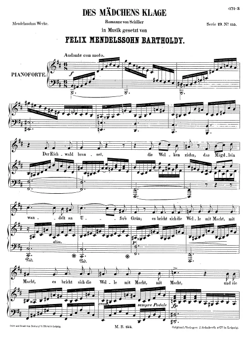 First page of Des Mädchens Klage