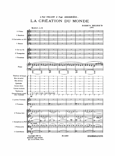 First page of La création du monde