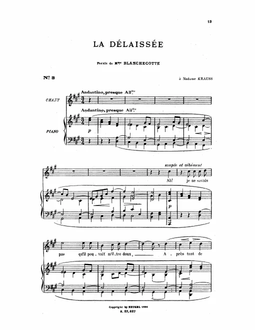 First page of La délaissée