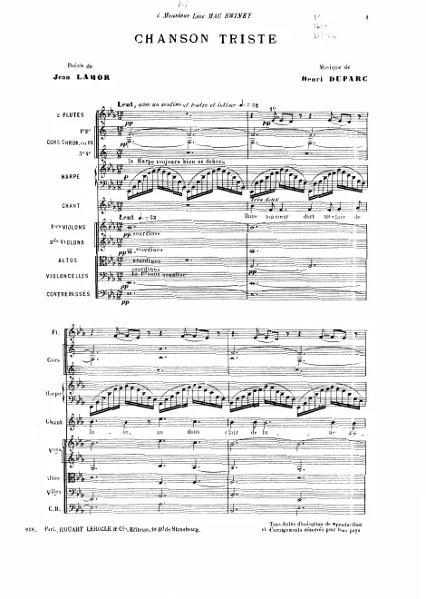 First page of Chanson triste