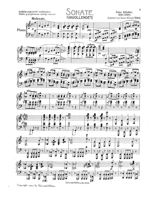 First page of Piano Sonata in C major, Reliquie