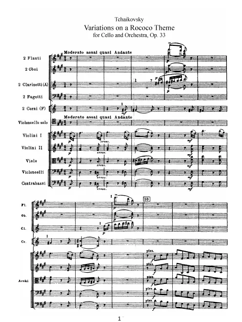 First page of Variations on a Rococo Theme
