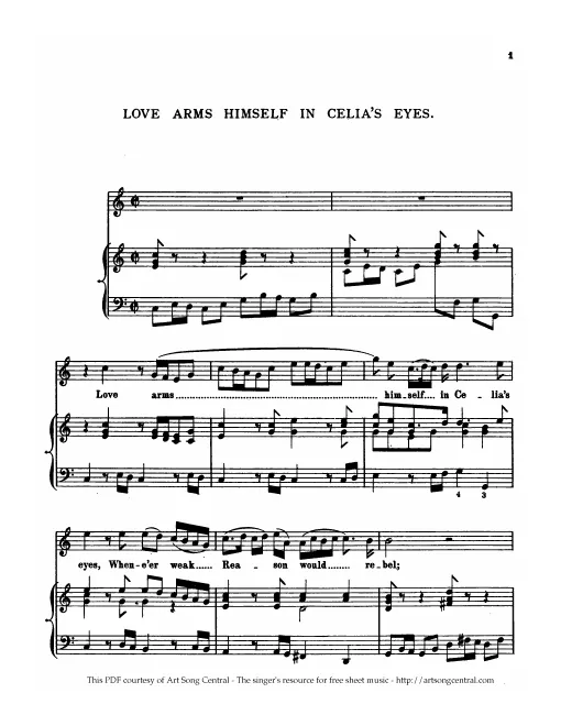 First page of Love Arms Himself in Celia's Eyes